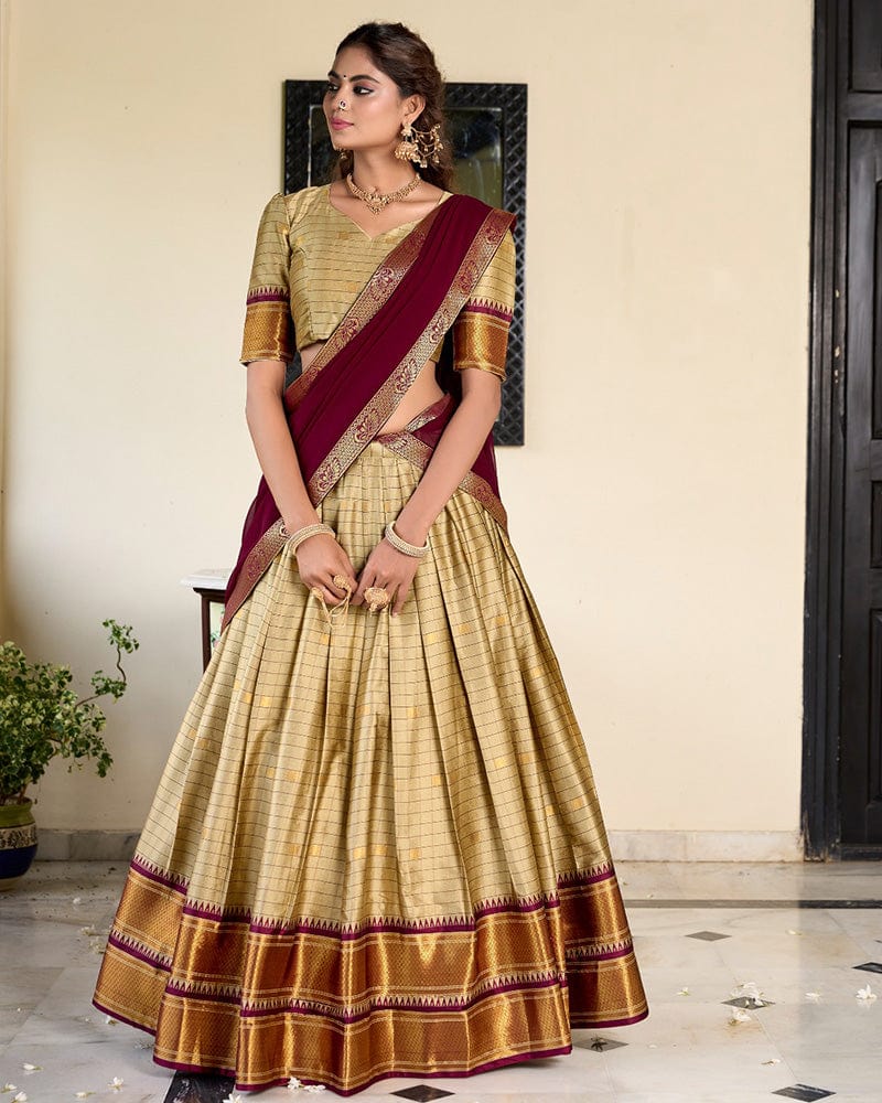 Chikoo Color Cotton Silk Designer Lehenga Choli