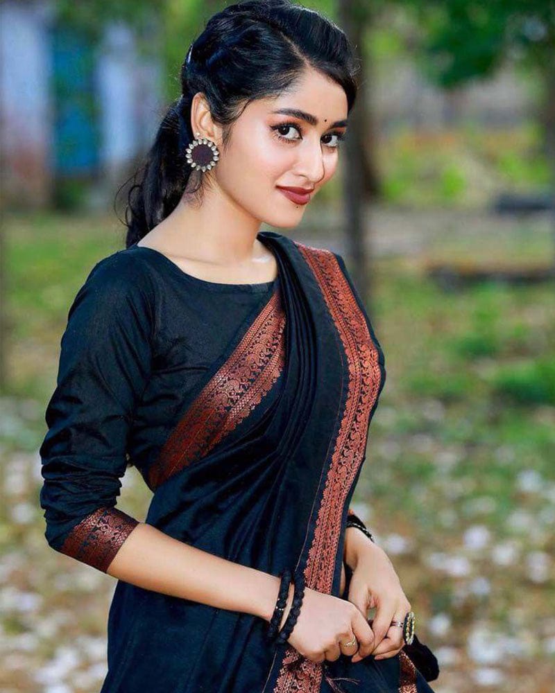 Copper Black color Soft Silk Saree