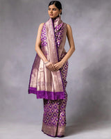 Purple Color Banarasi Jacquard Soft Silk Saree