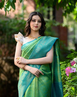 Parrot Green Color Heavy Pure Silk Saree