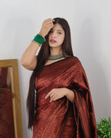 Maroon Color Banarasi Jacquard Soft Silk Saree