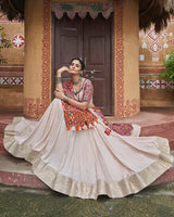 Biege Color Viscose Rayon Navratri Lehenga Choli