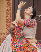 Biege Color Viscose Rayon Navratri Lehenga Choli