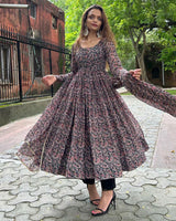 Monalisha Mahapatra Black Colour Soft Georgette Anarkali Three Piece Suit