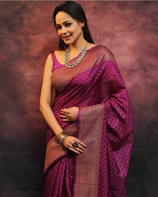 Wine Color Banarasi Soft Silk Saree