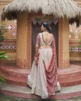 Biege Color Viscose Rayon Navratri Lehenga Choli