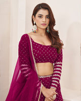 Pink Color Georgette Embroidered Lehenga Choli With Net Dupatta