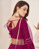Pink Color Georgette Embroidered Lehenga Choli With Net Dupatta