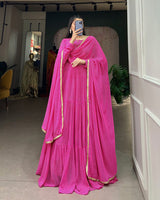 Beautiful Four Color Three Layer Georgette Printed Gown