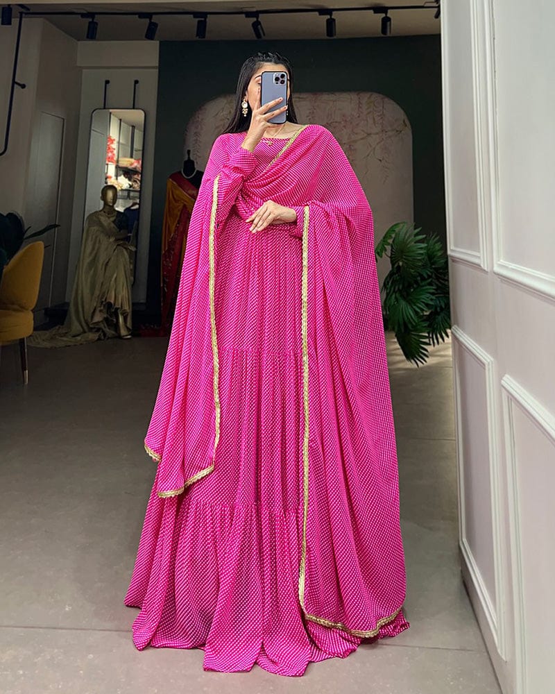 Beautiful Four Color Three Layer Georgette Printed Gown