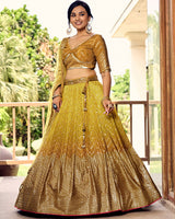 Yellow Color Chinon Embroidered Lehenga