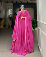 Beautiful Four Color Three Layer Georgette Printed Gown