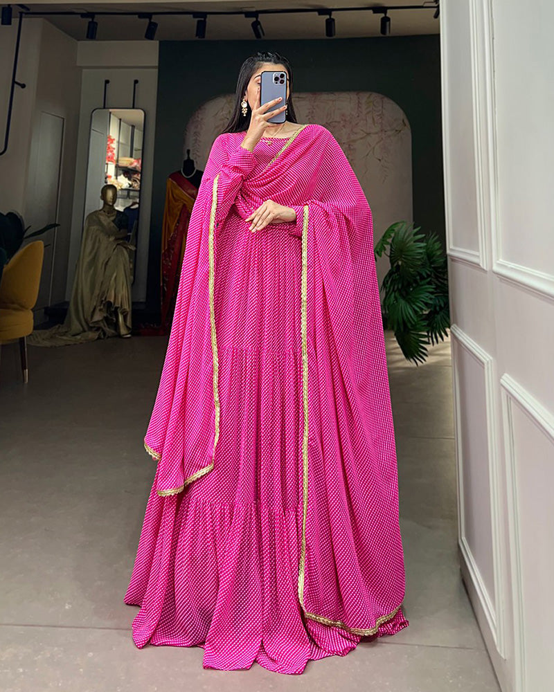 Beautiful Four Color Three Layer Georgette Printed Gown