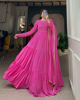Beautiful Four Color Three Layer Georgette Printed Gown
