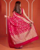 Rani Pink Color Banarasi Soft Silk Saree