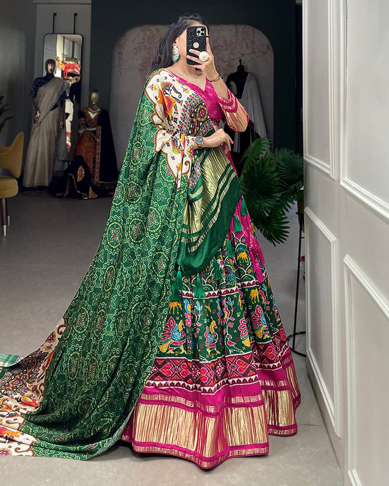 Pink Color Gaji Silk Digital Printed Lehenga Choli