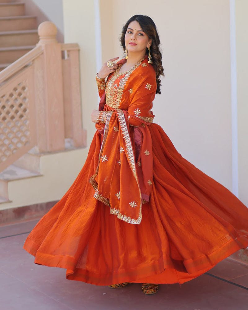 Fenta Color Fendi Embroidered Gown