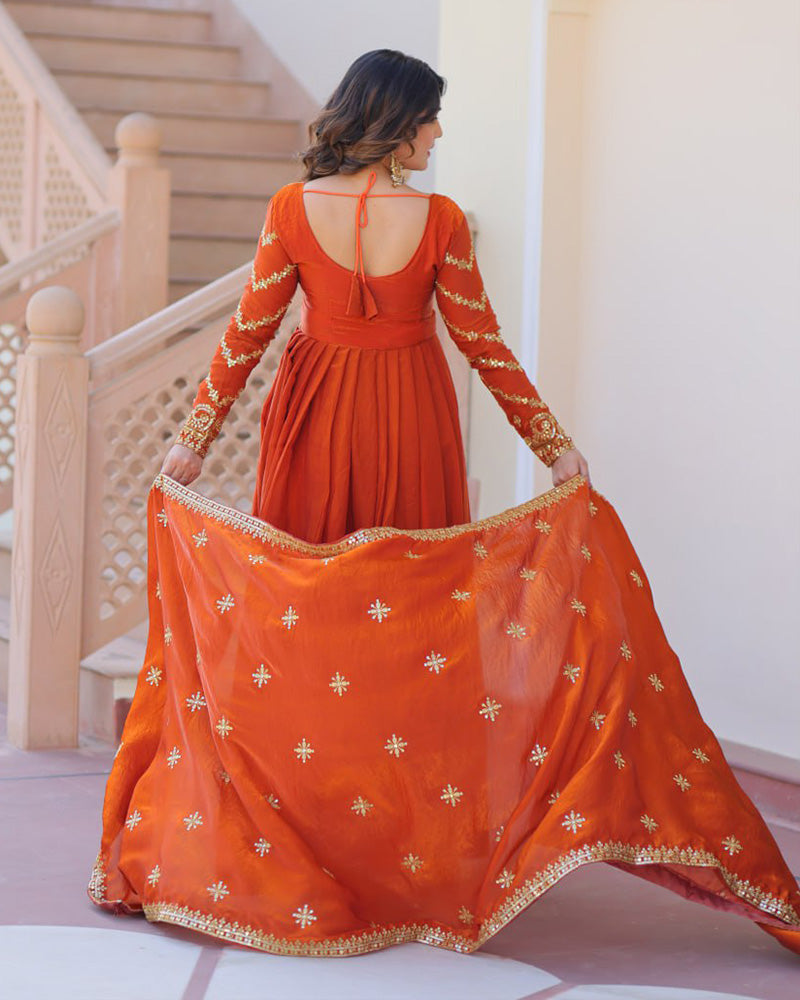 Fenta Color Fendi Embroidered Gown