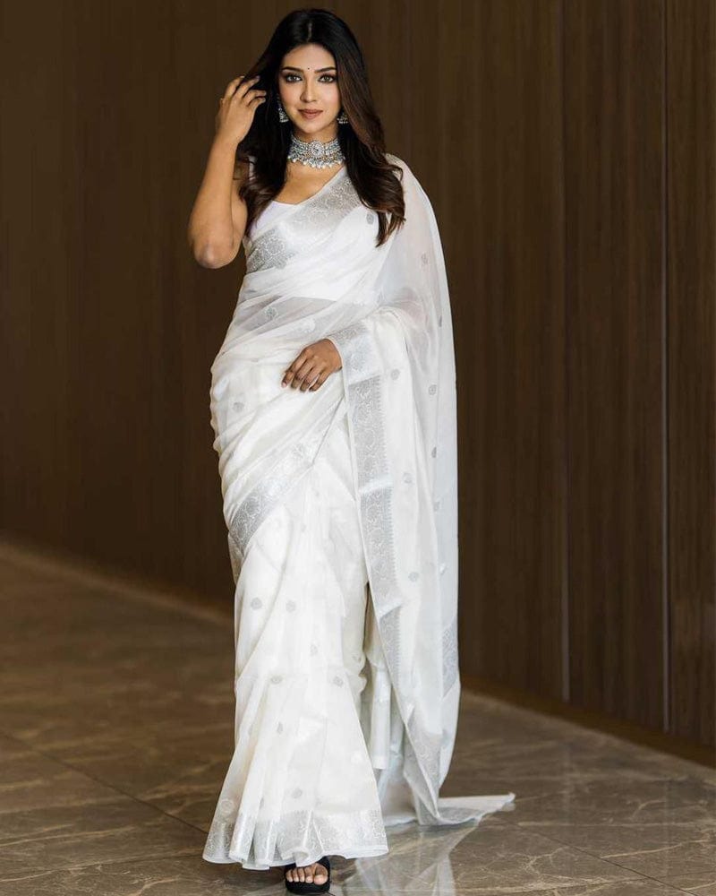 White Color Soft Cotton Saree