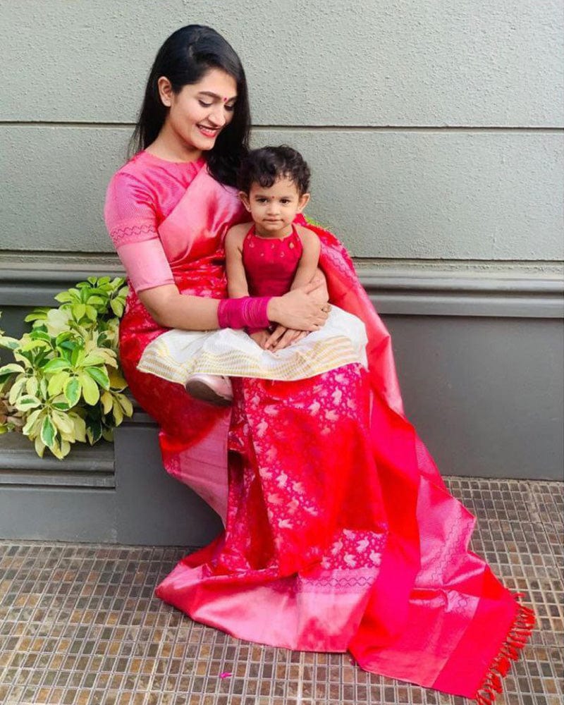 Heavy Designing Pink Color Banarasi Soft Silk Saree