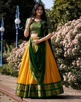 Yellow Color Kanchipuram Silk Designer Lehenga Choli