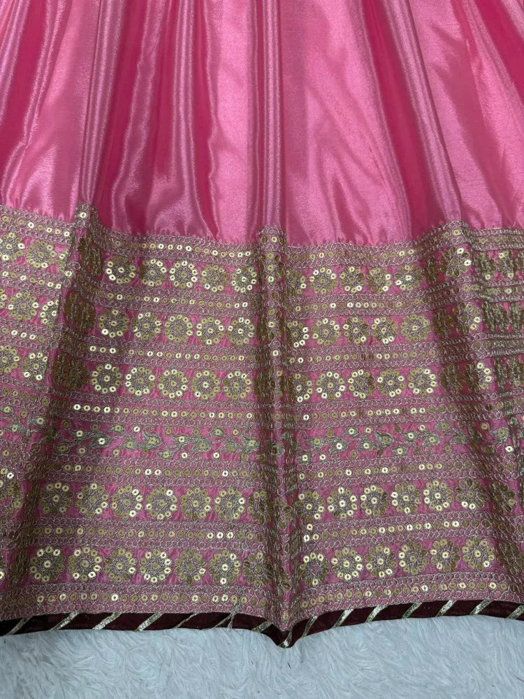 Light Pink Color Gown in Chinon Silk With Sequence Embroidery and Dupatta