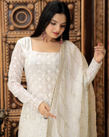 White Color Three Piece Sharara Suit