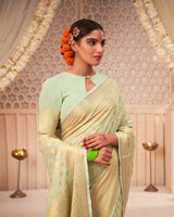 Pista Color Banarasi Jacquard Soft Silk Saree