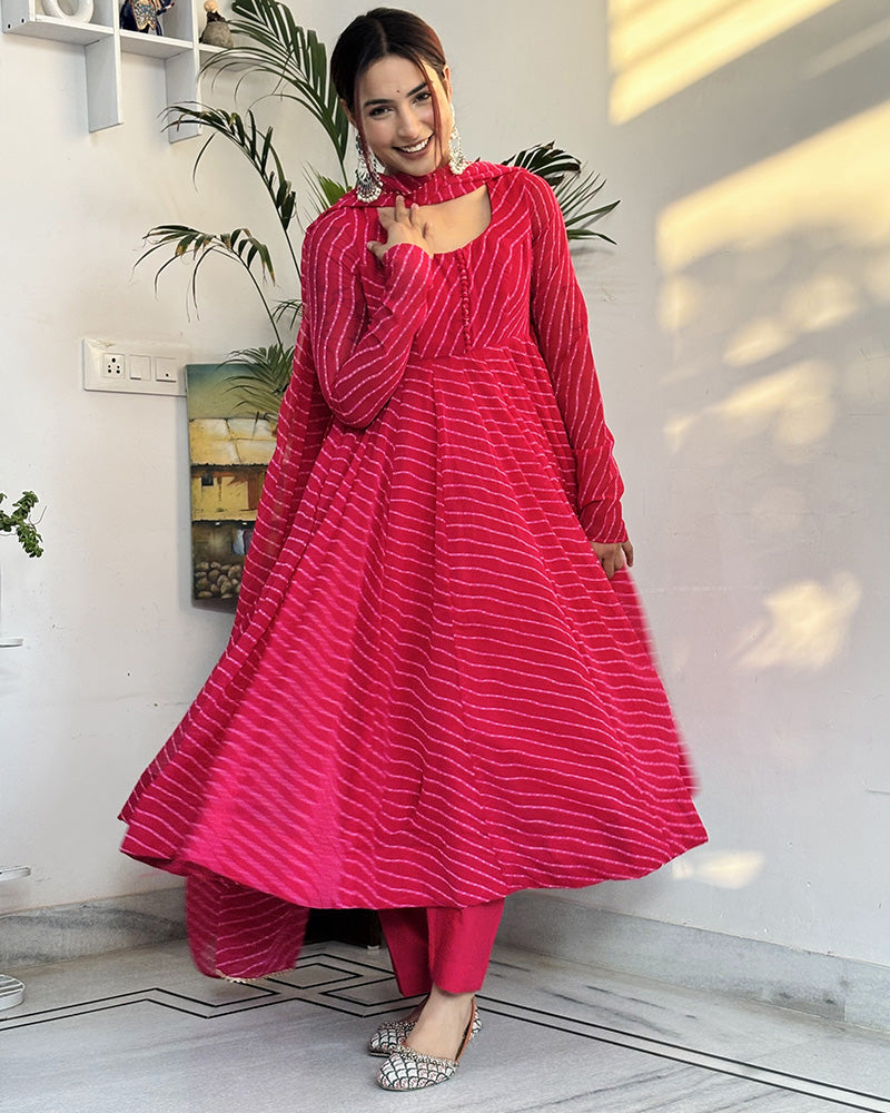 Simran Bagga In Rani Pink Color Georgette Three Piece Anarkali Suit