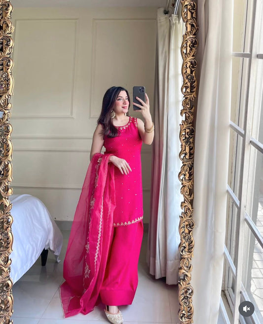 Pink Color Sequence Work Stylish Patiala Suit