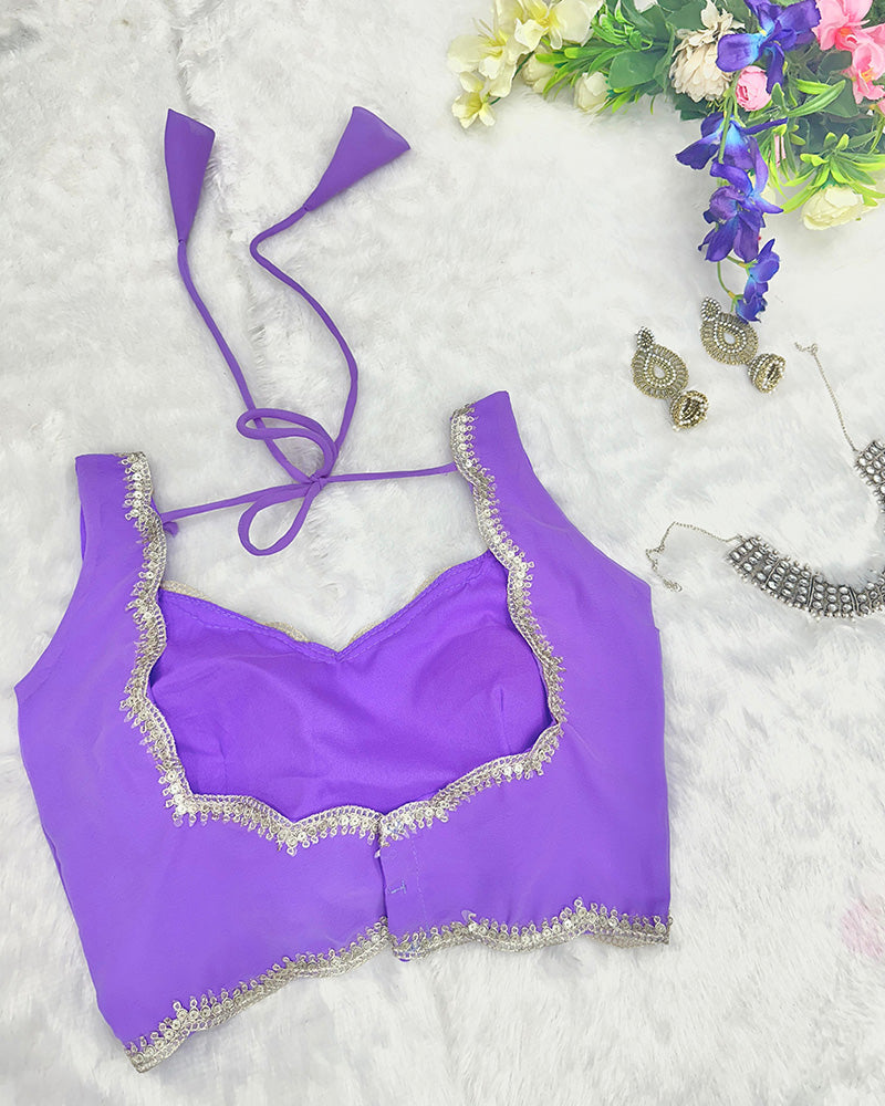 Lavender Color Full Flair Pure Georgette Full Stitched Lehenga Choli