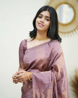 Onion color Banarasi Soft Silk Saree