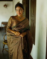 Green Color Floral Soft Lichi Silk Saree
