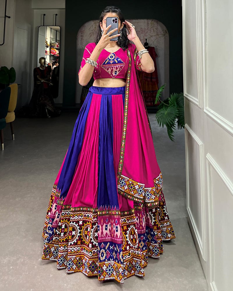Royal Blue Color Rayon Printed Navratri Lehenga Choli