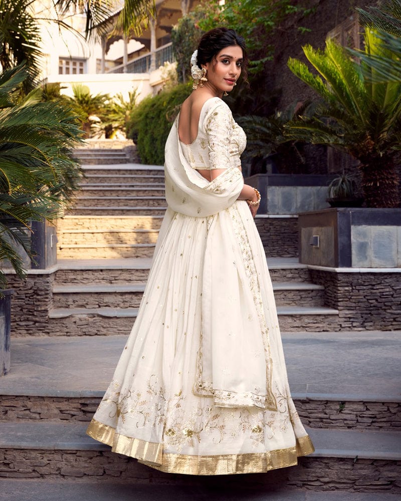 Off-White Color Silver Glossy Lehenga Choli