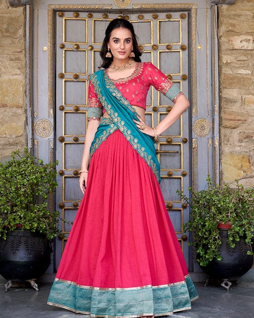Pink Color Vichitra Silk Sequins Lehenga Choli