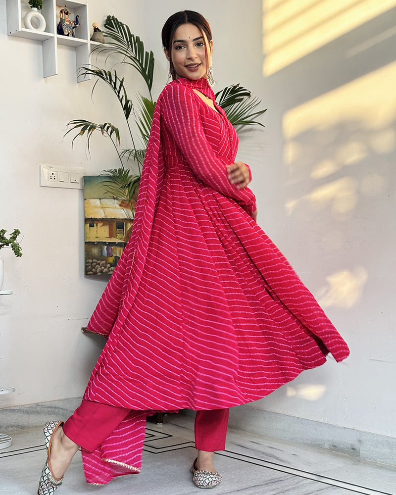 Simran Bagga In Rani Pink Color Georgette Three Piece Anarkali Suit