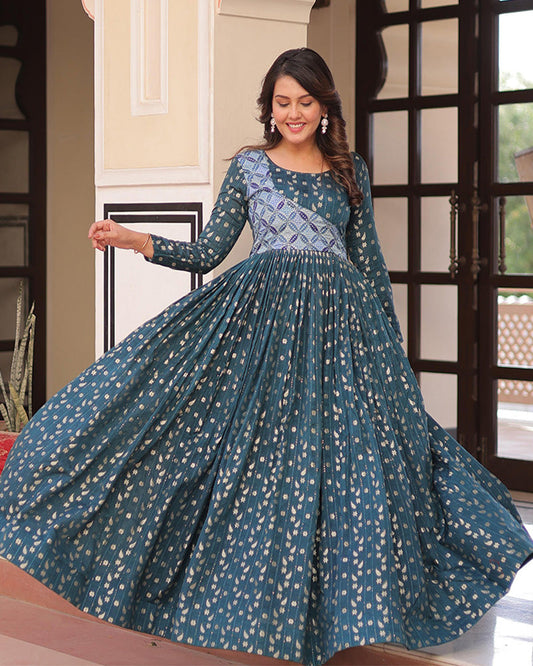 Premium Rama Color Jacquard Gown