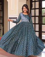 Premium Rama Color Jacquard Gown