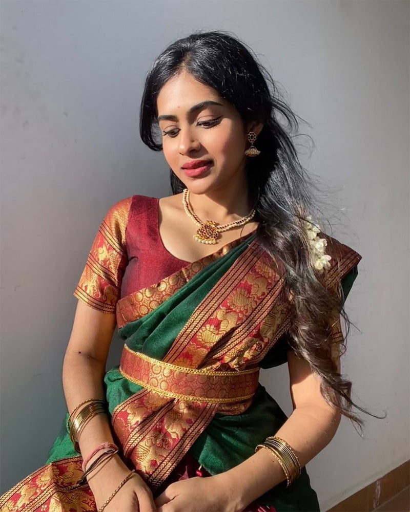 Sindhu Sampath Kumar South Indian Style Narayan Pet Cotton Maroon Colour Semi Stitched Lehenga Choli