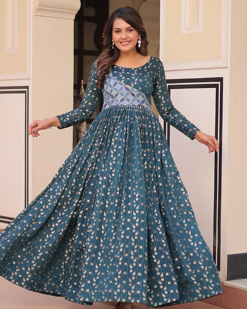 Premium Rama Color Jacquard Gown