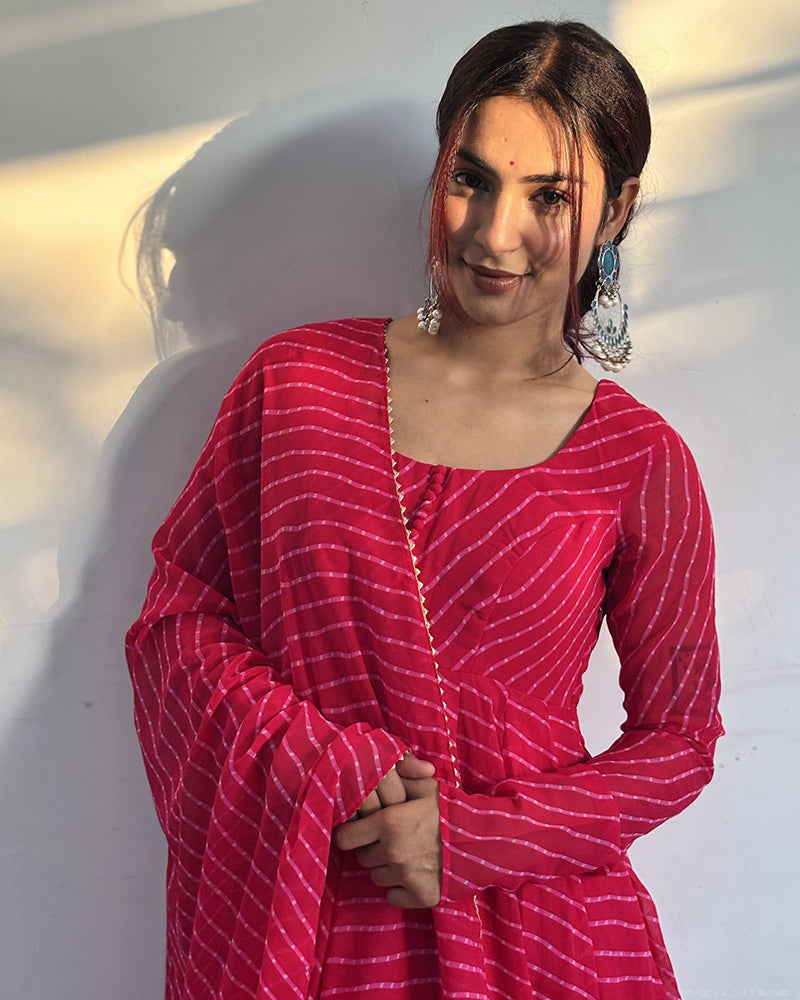 Simran Bagga In Rani Pink Color Georgette Three Piece Anarkali Suit