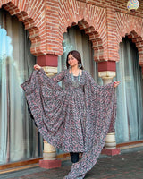 Kajal & Shilpa Chaudhary Sister Black Colour Anarkali Three Piece Suit