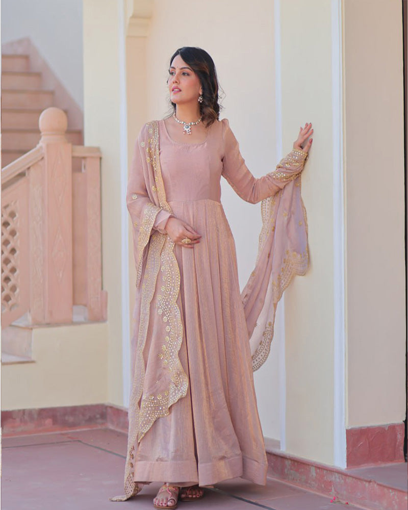 Peach Color Fendi Chiffon Gown