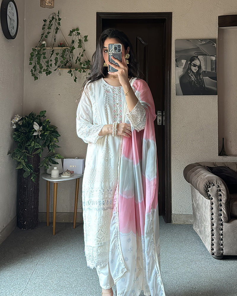 Off White Georgette Pakistani Suit