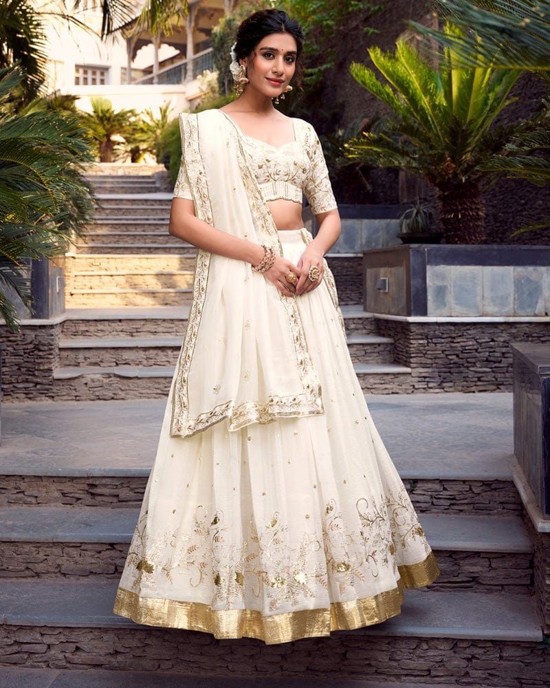 Off-White Color Silver Glossy Lehenga Choli