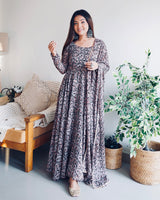 Kalamkari Black Color Anarkali Three Piece Suit