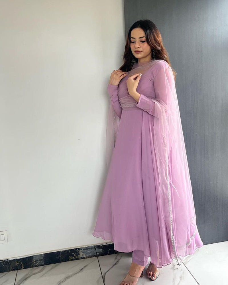 Kirti Singh Onion Colour Anarkali Three Piece Suit