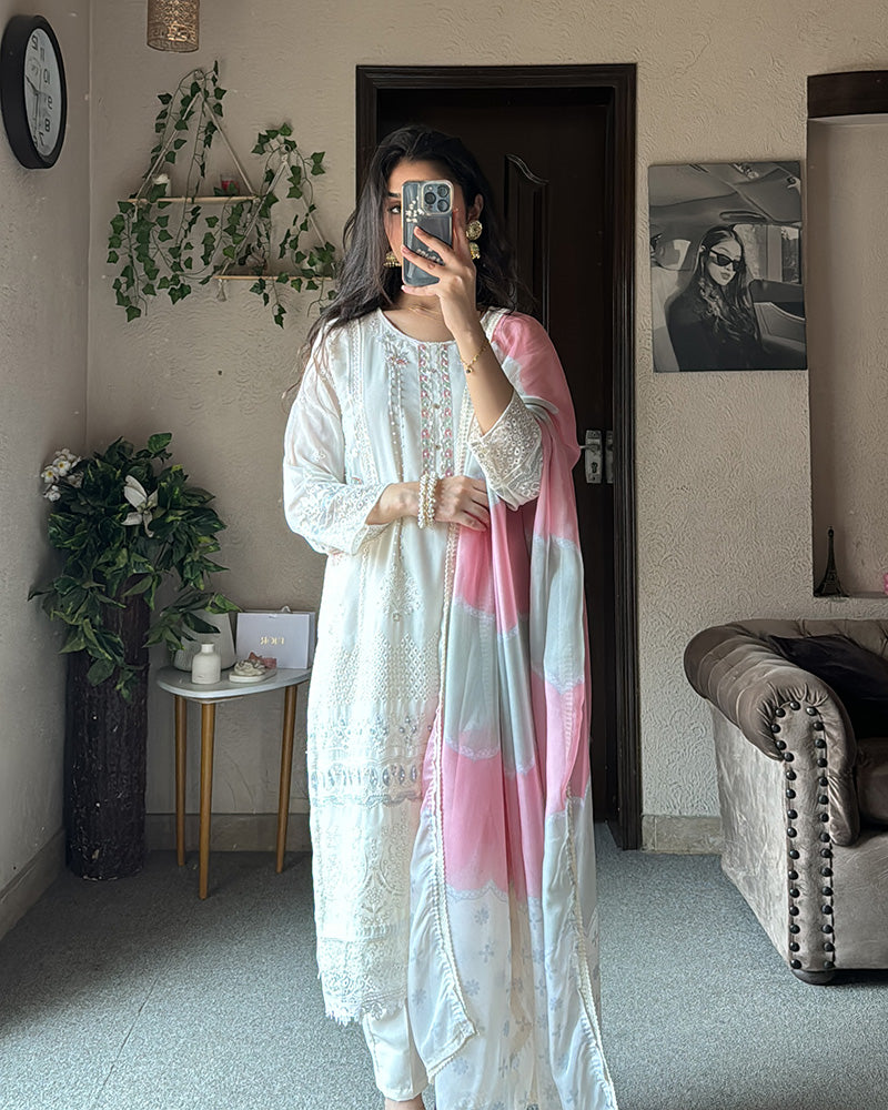 Off White Georgette Pakistani Suit