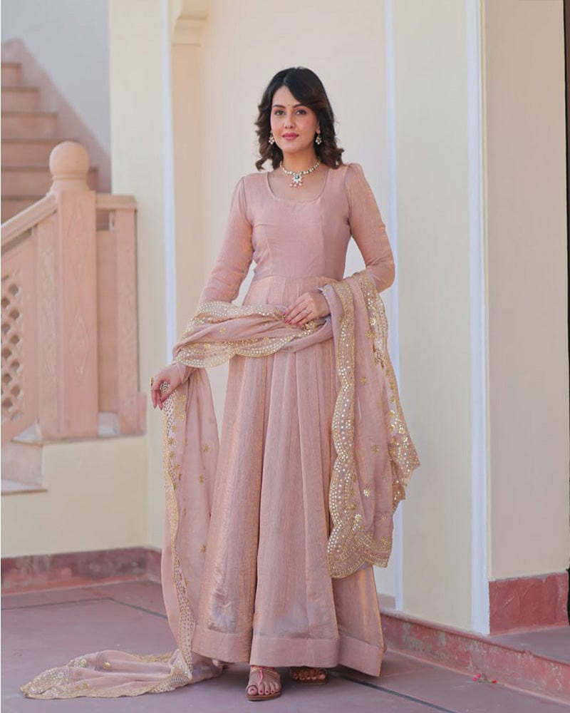 Peach Color Fendi Chiffon Gown